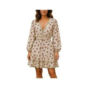 Max Studio London Womens Dress Multicolor Sz L Cut Couper Polyester Lined Floral